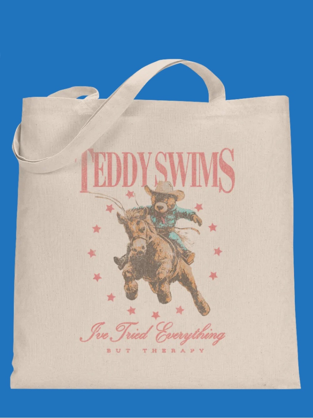 Teddy Swims Cowboy Graphic Tote - Natural Canvas